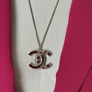 CHANEL Silver Necklace with Red Accents
